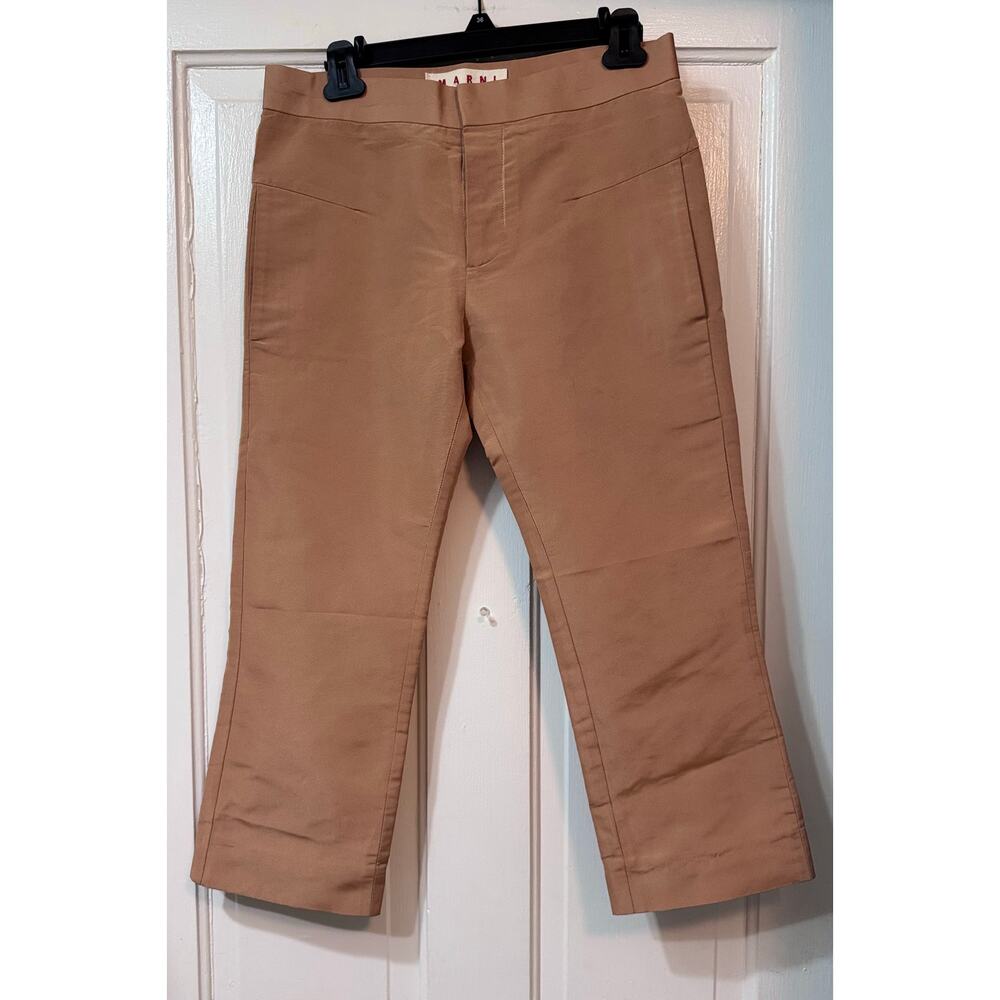 Marni Tan Straight Leg Polyester Capri Pants Size 38